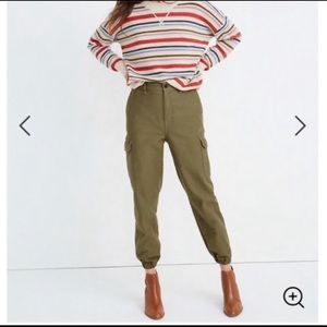 Madewell Hi Rise Green Baggy Cargo Pants Cropped